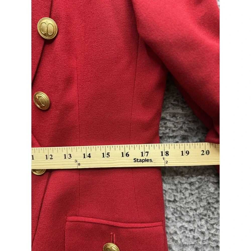 Vintage Christian Dior Red Double Breasted Blazer‎ Jacket Gold Logo Buttons